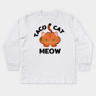 Taco Cat - funny cat taco Kids Long Sleeve T-Shirt